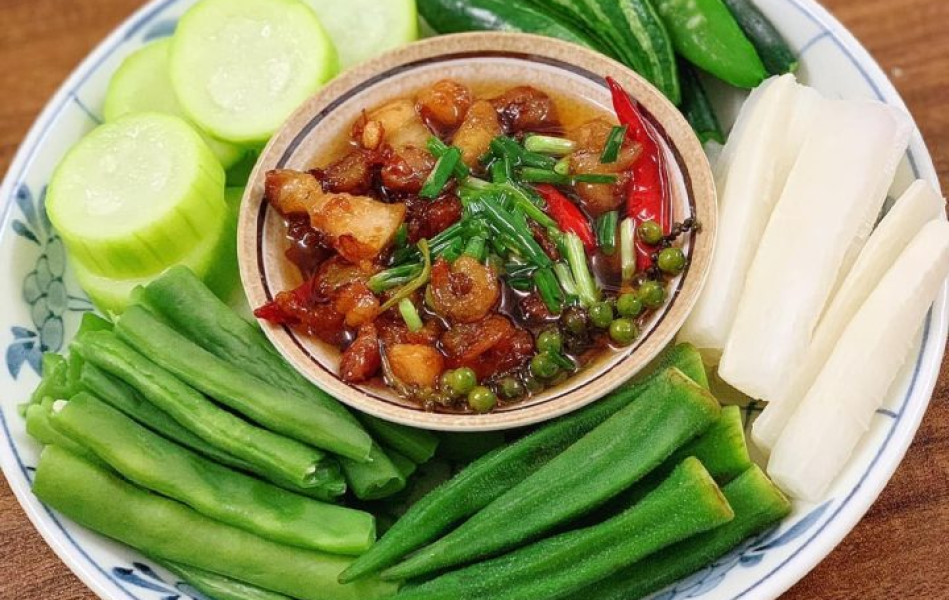 Rau củ quả luộc kho quẹt