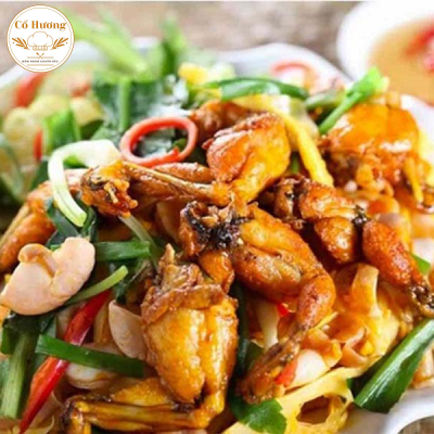 Ếch chi&ecirc;n nước mắm / l&aacute; lốt