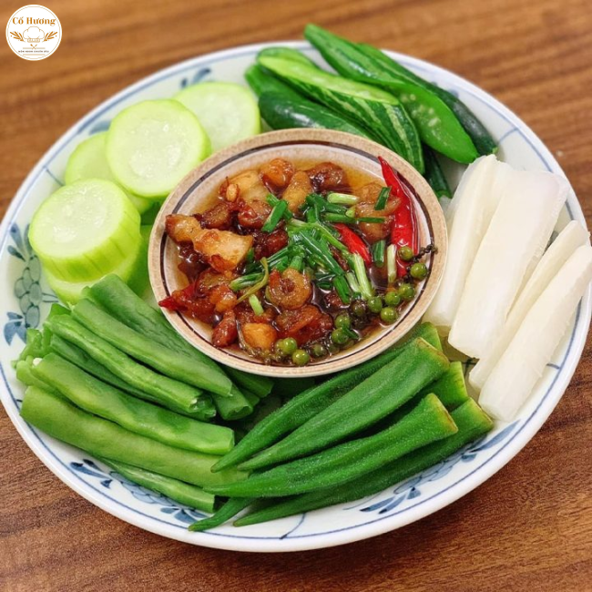 Rau củ quả luộc kho quẹt